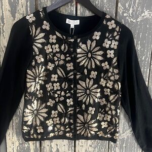 Joseph A. Button Down Sweater Gold  Embellishments Size S